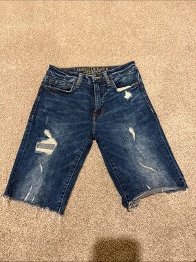 American Eagle Blue Distressed Denim Cutoff Shorts